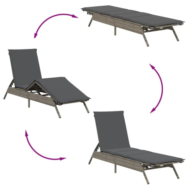 Solsängar 2 st med bord grå konstrotting