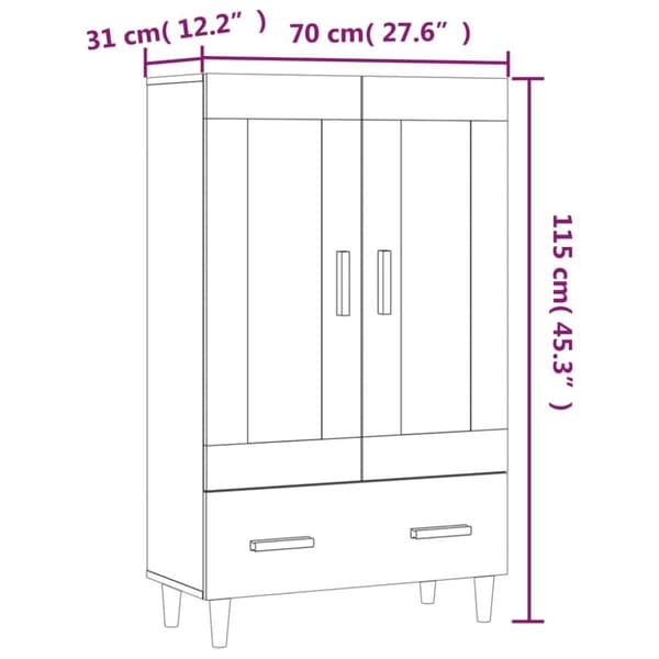 Skänk vit 70x31x115 cm konstruerat trä