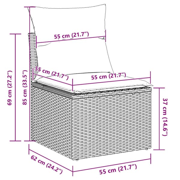 Trädgårdsoffset med kudde 8 pcs Grå konstrotting