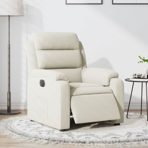 Elektrisk reclinerfåtölj gräddvit sammet