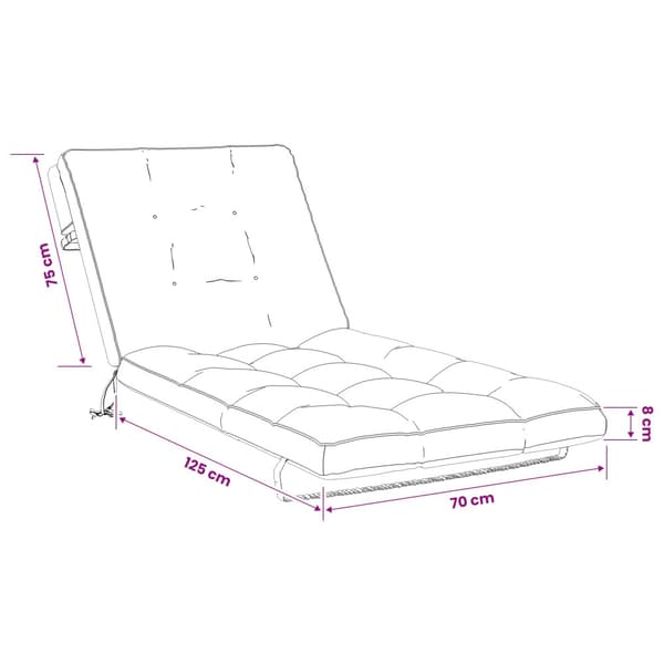 Solstol Kudde VIANEN 100% Polyester Grå 200 x 70 x 8 cm