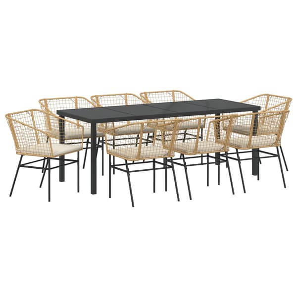 Trädgårdsmöbelset 9 pcs Brun konstrotting