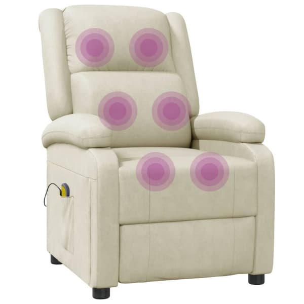 Massagefåtölj gräddvit konstläder