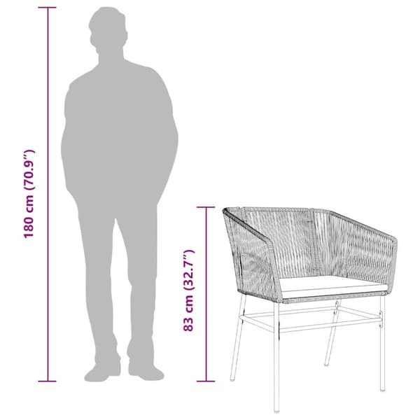 Matgrupp för trädgården med dynor 9 delar grå polyrotting glas