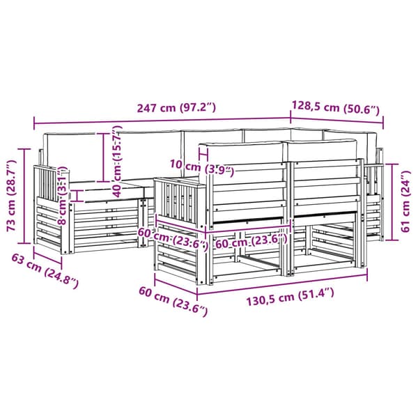 Utomhussoffset 7 pcs Vit och antracit 247 x 128,5 x 73 cm