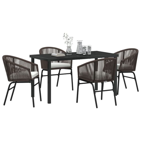 Trädgårdsmöbelset 5 pcs Brun Pulverlackerat stål