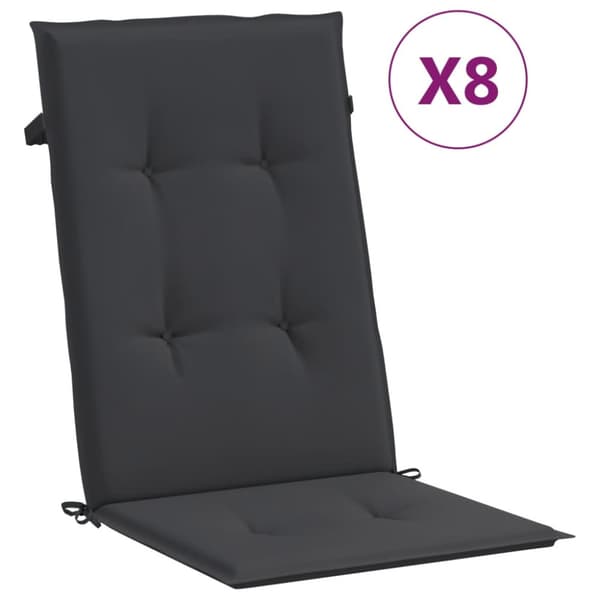 Fällbara fåtöljer med dynor, 8 st, massivt trä, teak