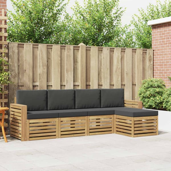 Utomhussoffset 5 pcs Vit och antracit 257 x 122,5 x 73 cm