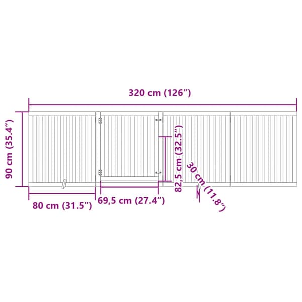 Hundgrind med dörr vikbar 4 paneler svart 320 cm poppel