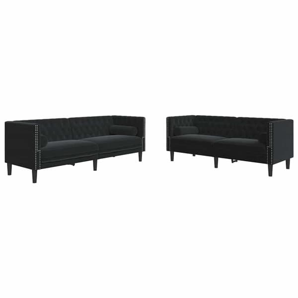 Vardagsrumsoffa 2 pcs Svart 194 x 74,5 x 70,5 cm Sammet