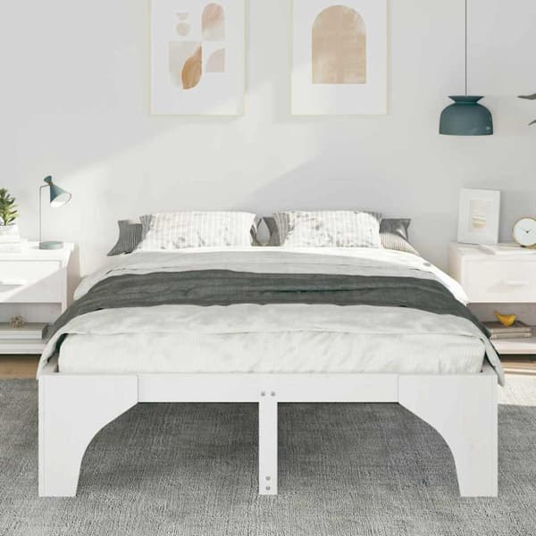 Sängram Vit 160 x 200 cm Massiv furu
