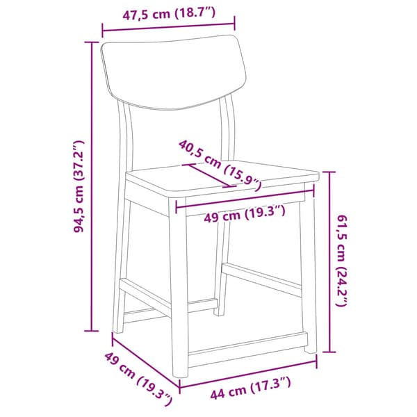 Matstolar 2 pcs Vit 48 x 49 x 95 cm Massiv Gummiträ