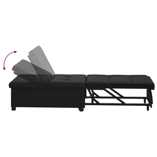 Pull Out Sofa Bed Svart 194 x 67 x 82 cm Mikrofiber