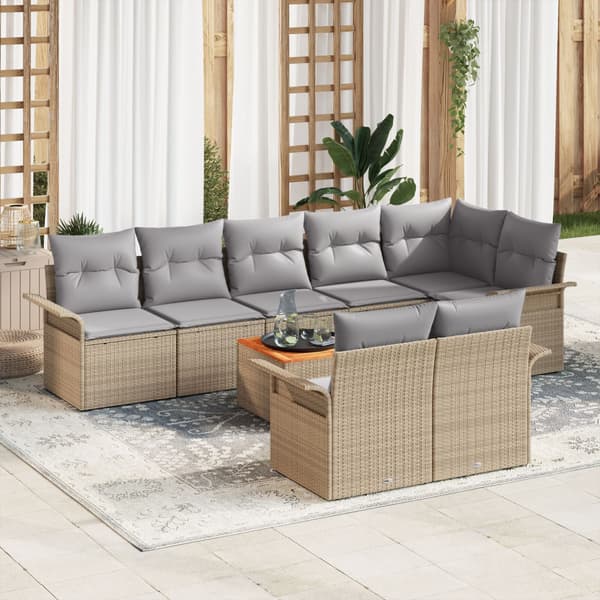 Trädgårdsoffset 9 st 8-Antal sittplatser Beige och Ljusgrå