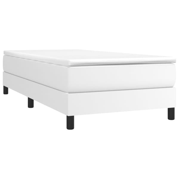 Boxspring-sängram vit 90x190 cm konstläder