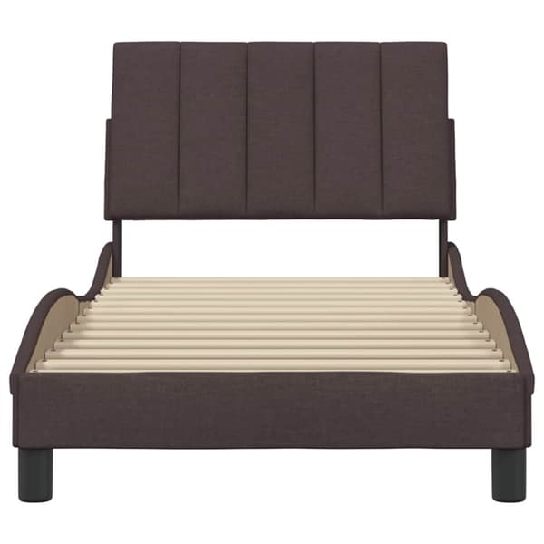 Bed Frame without Mattress "Hanko" Dark Brown 90x200 cm Fabric
