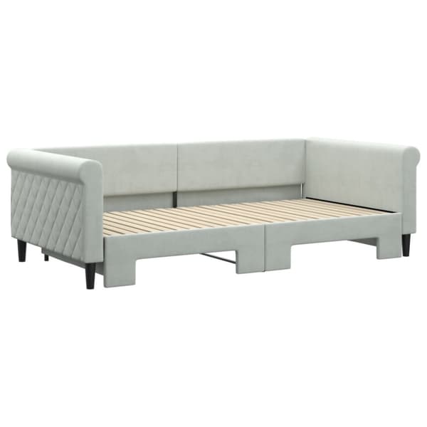 Dagbädd utdragbar ljusgrå 100x200 cm sammet