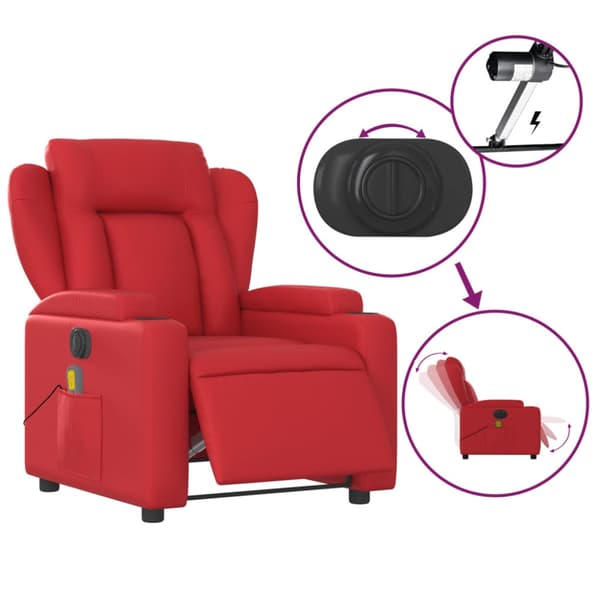 Elektrisk massagefåtölj röd konstläder