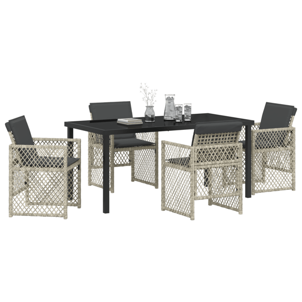 Trädgårdsmöbelset 5 pcs Ljusgrå konstrotting