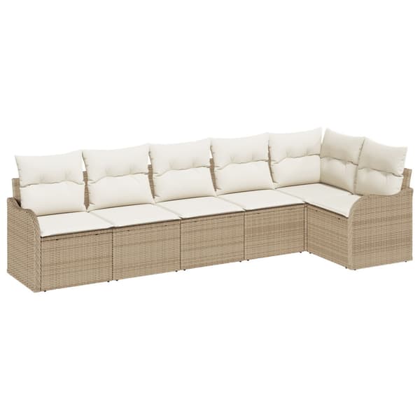 Trädgårdsoffset 6 st Beige konstrotting