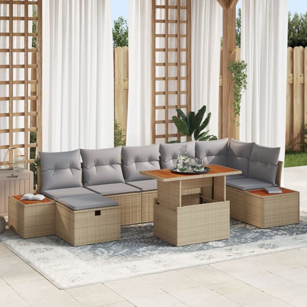 Trädgårdsoffset 8 st Beige konstrotting