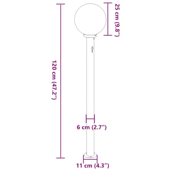 Pollare med sensor 3 st 120 cm svart IP44
