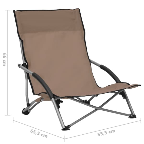 Hopfällbara strandstolar 2 st taupe tyg