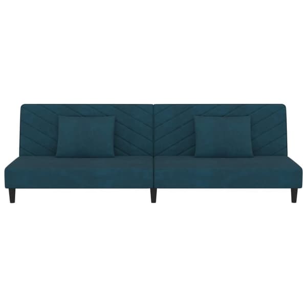 Bäddsoffa 2-sits med två kuddar blå sammet