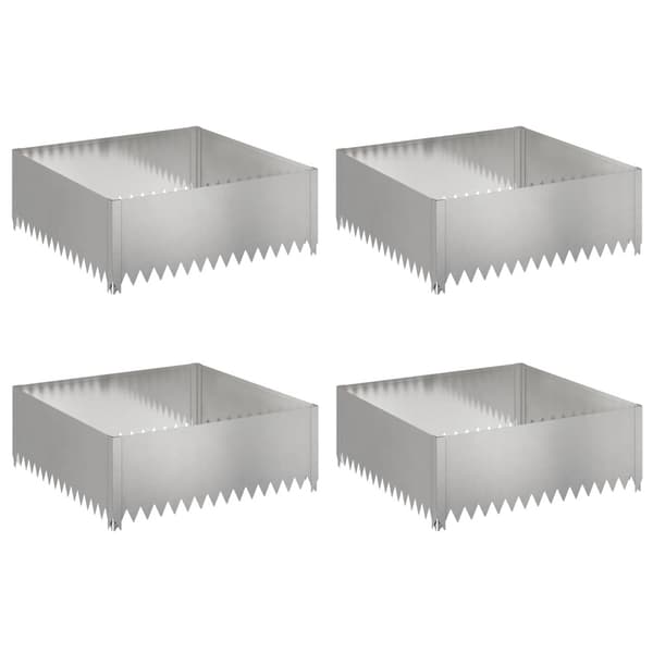 Kant för gräsmatta 4 st 100 x 100 x 35 cm Stål Silver