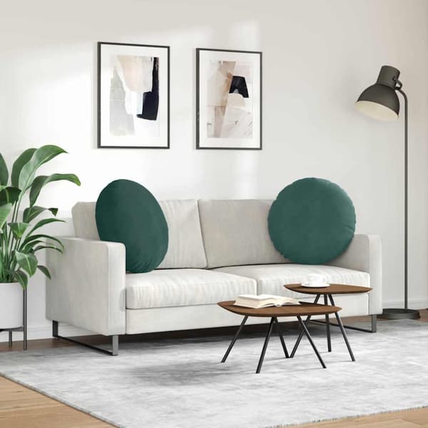 Sittkuddar 2 pcs Mörkgrön Ø60 x 21 cm Sammet