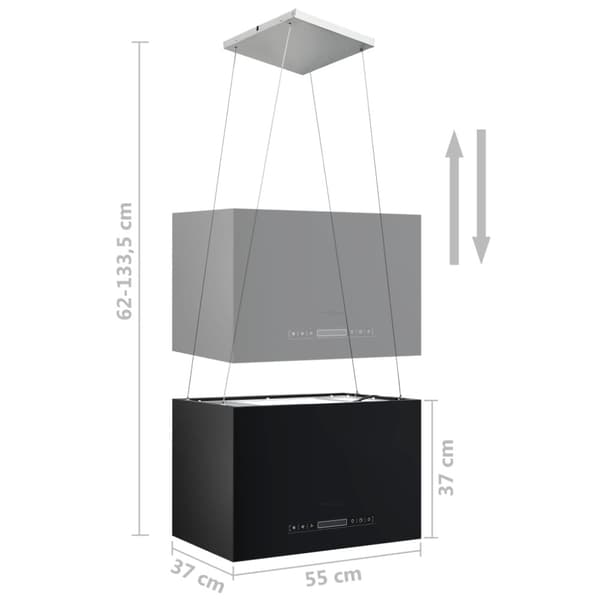 Hängande köksfläkt touchsensor LCD 55 cm pulverlackerat stål