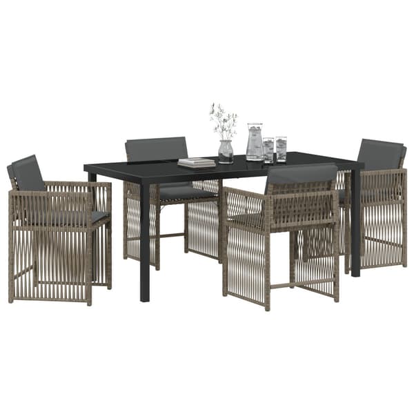 Trädgårdsmöbelset 5 pcs Grå konstrotting