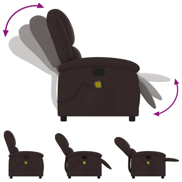 Massagefåtölj mörkbrun tyg