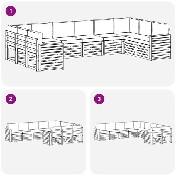 Utomhussoffset 10 pcs Vit och grädde 363 x 191,5 x 73 cm
