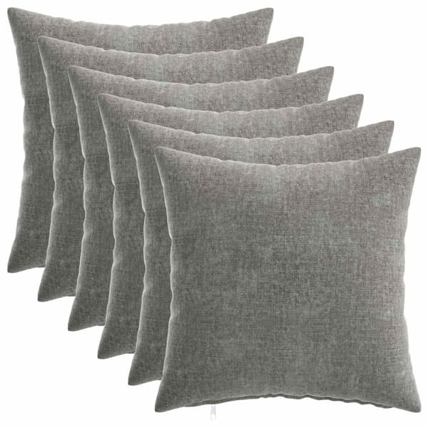 Kuddöverdrag 6 st HEERLEN Mörkgrå 30 x 30 cm Chenilletyg