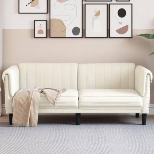 Soffa 2-sits gräddvit sammet