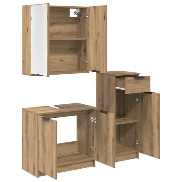 Badrumsmöbelset med låda 3 pcs Artisan Ek Konstruerat trä