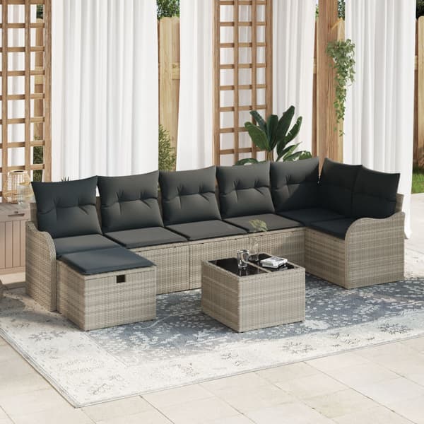 Trädgårdsoffset 8 st Poly rattan