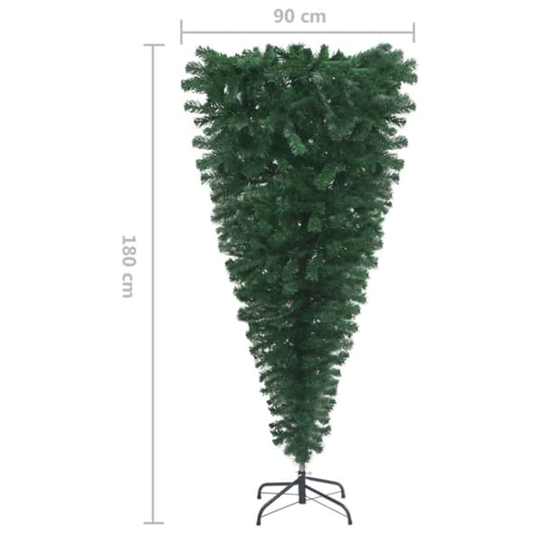 Uppochnedvänd plastgran med stativ grön 180 cm