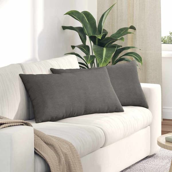 Sofakuddar 2 pcs Ljusgrå 80 x 40 cm Kordread tyg