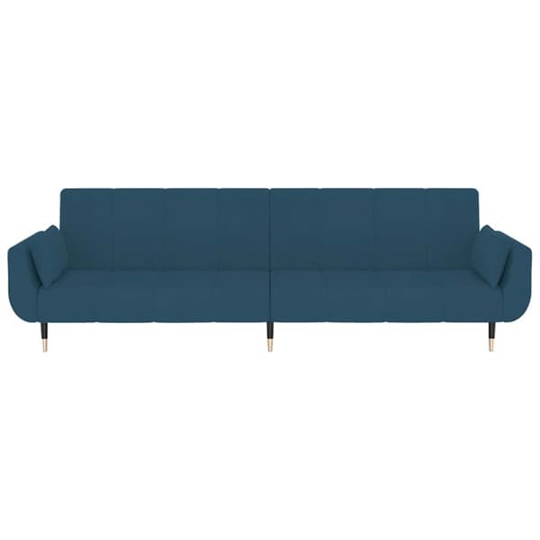 Bäddsoffa 2-sits med två kuddar blå sammet