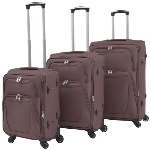 Resväskor 3 st kaffebrun soft case