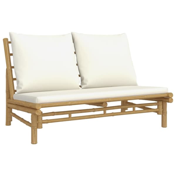 Loungegrupp 5 delar gräddvita dynor bambu