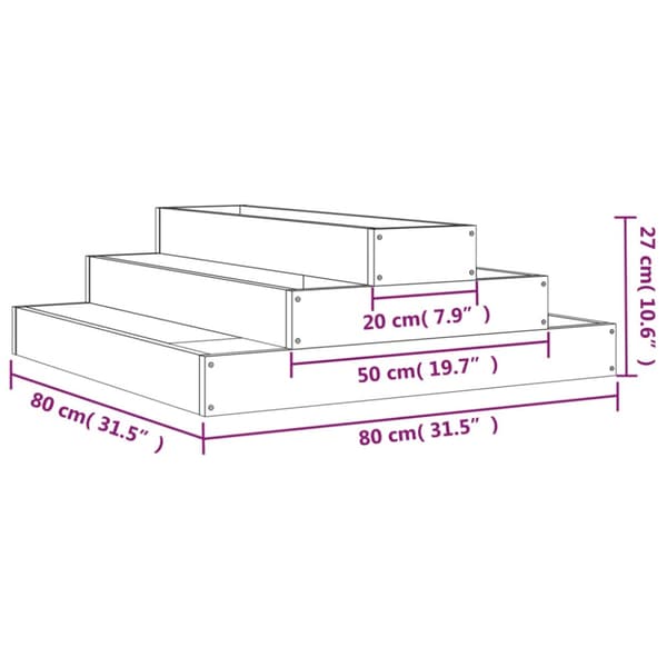 Odlingslåda 80x80x27 cm massiv douglas