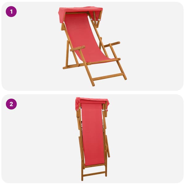 Deck Chair 2 st 3 Position Massiv Eukalyptus Trä Röd