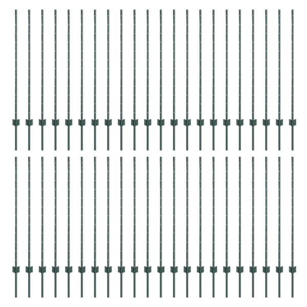 Stängselstolpe 44 pcs Grön 160 cm Stål