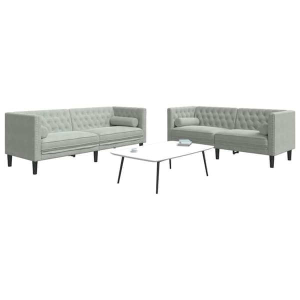 Vardagsrumsoffa 2 pcs Ljusgrå 194 x 74,5 x 70,5 cm Sammet