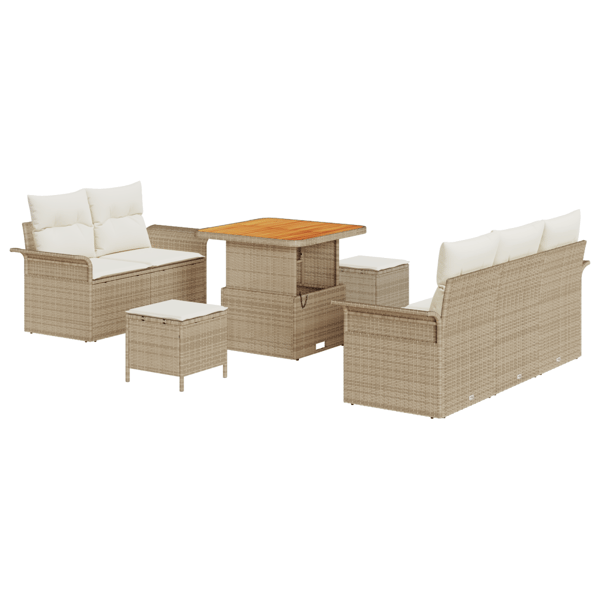 Trädgårdsoffset 8 st 7-Antal sittplatser Beige och gräddfärgad
