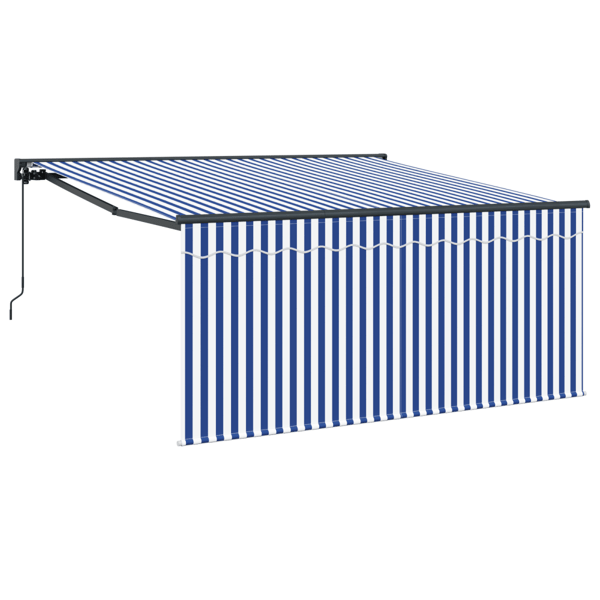 Utfällbar markis Blå och Vit 350 x 250 cm