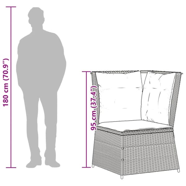Loungegrupp med dynor 5 delar konstrotting svart
